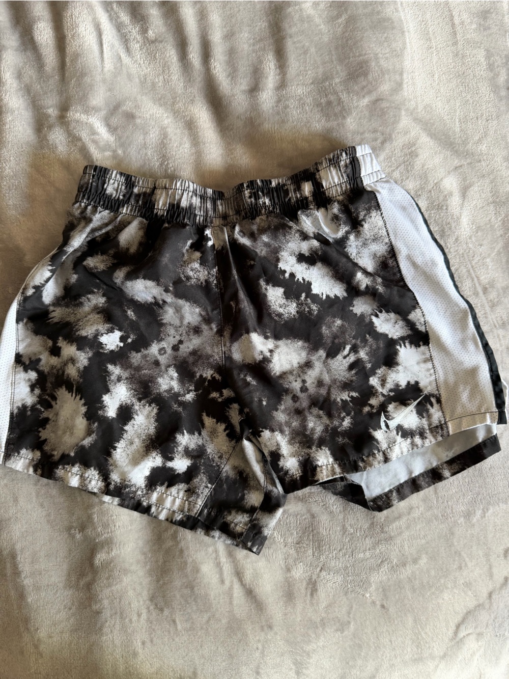 Nike Black & White Tie-Dye Kids Athletic Shorts